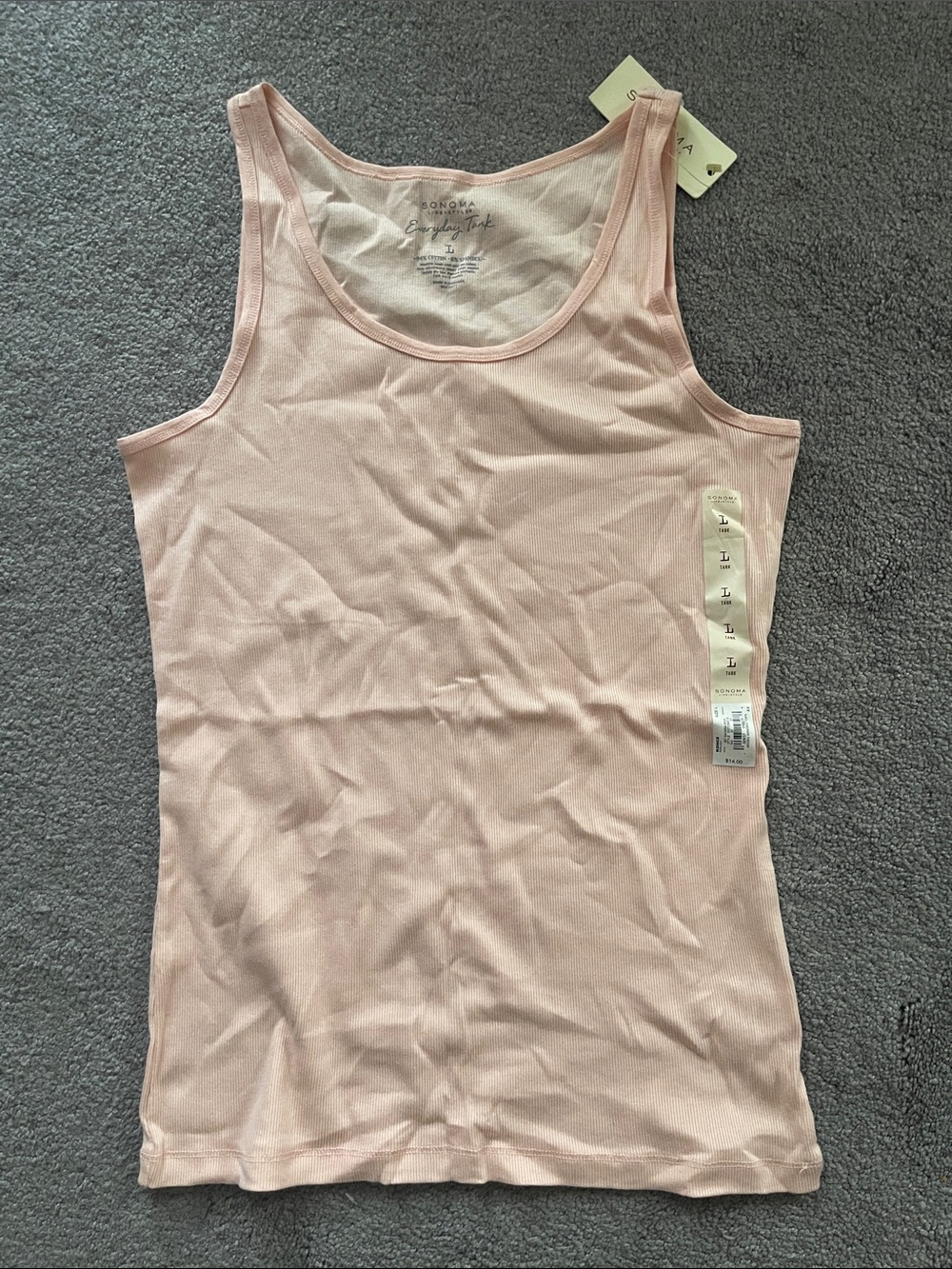 Sonoma Light Pink Ribbed Scoop Neck Tank
